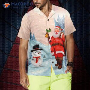 hyperfavored christmas hawaiian shirts santa with snowman shirt short sleeve idea gift for and 3