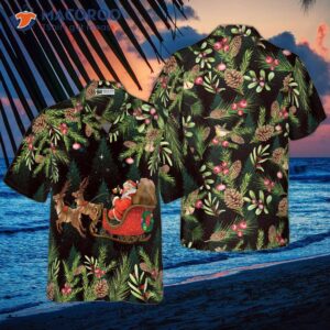 hyperfavored santa riding sleigh 3 pattern hawaiian shirt christmas short sleeve button down shirt for and 0