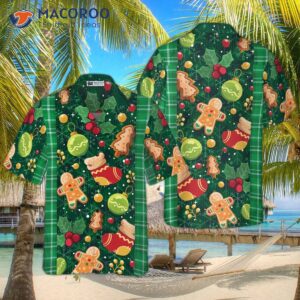 Hyperfavorite Christmas Green Plaid Pattern Hawaiian Shirt, Shirts Short Sleeve Button Down Shirt For And