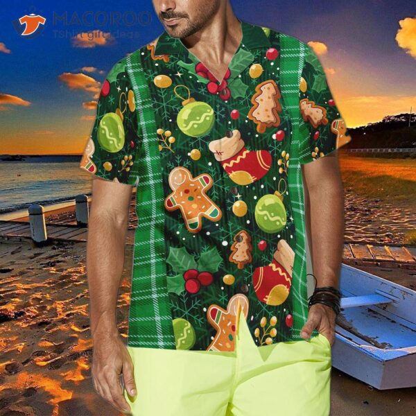 Hyperfavorite Christmas Green Plaid Pattern Hawaiian Shirt, Shirts Short Sleeve Button Down Shirt For And