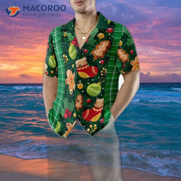 Hyperfavorite Christmas Green Plaid Pattern Hawaiian Shirt, Shirts Short Sleeve Button Down Shirt For And