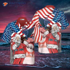 hyperfavorite christmas hawaiian shirts eagle perched on santa s hand with american flag background shirt short sleeve idea gift for and 0