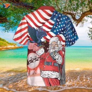 hyperfavorite christmas hawaiian shirts eagle perched on santa s hand with american flag background shirt short sleeve idea gift for and 1