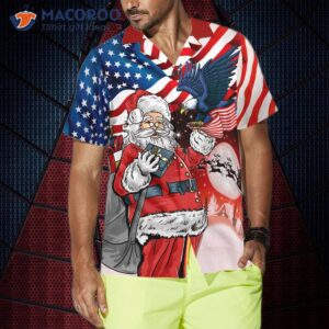 hyperfavorite christmas hawaiian shirts eagle perched on santa s hand with american flag background shirt short sleeve idea gift for and 3