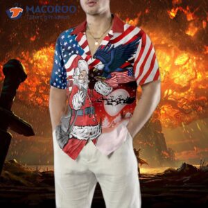 hyperfavorite christmas hawaiian shirts eagle perched on santa s hand with american flag background shirt short sleeve idea gift for and 4