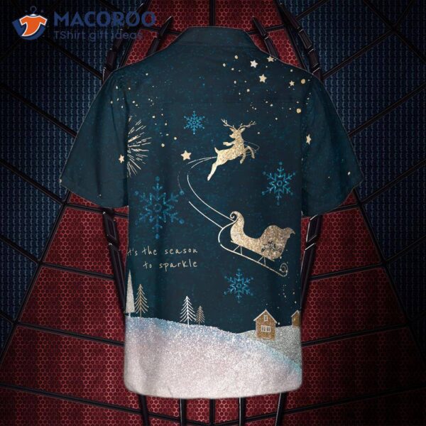 “hyperfavorite Christmas Hawaiian Shirts, Reindeer Snow Dark Short Sleeve Shirt Ideas – Perfect Gifts For And “