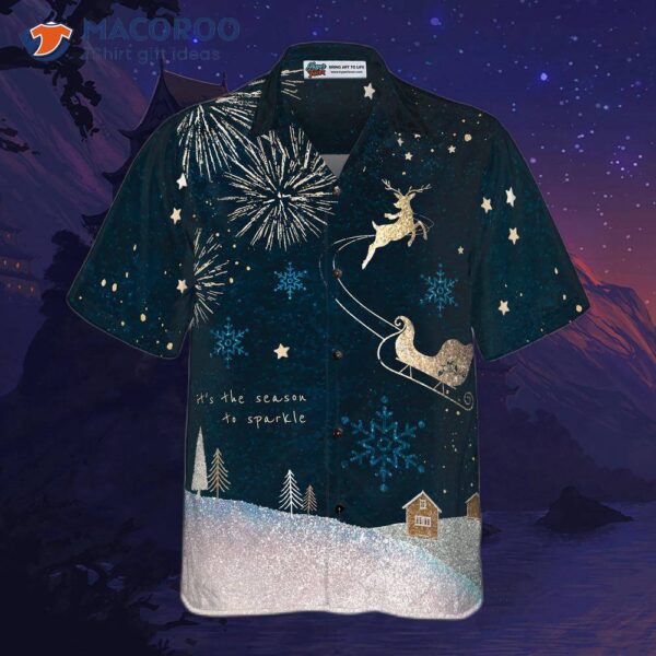 “hyperfavorite Christmas Hawaiian Shirts, Reindeer Snow Dark Short Sleeve Shirt Ideas – Perfect Gifts For And “