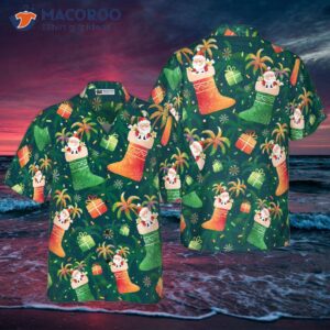 hyperfavorite christmas hawaiian shirts santa socks pattern shirt short sleeve idea gift for and 0