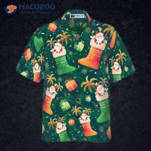 hyperfavorite christmas hawaiian shirts santa socks pattern shirt short sleeve idea gift for and 2