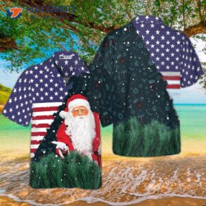 hyperfavorite christmas hawaiian shirts santa usa flag pattern shirt short sleeve idea gift for and 0