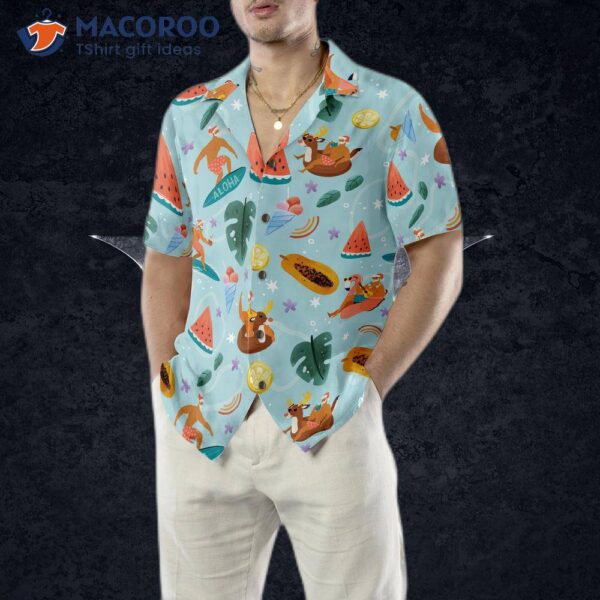 Hyperfavorite Santa Beach 2 Pattern Hawaiian Shirt, Christmas Shirts Short Sleeve Button Down Shirt For And