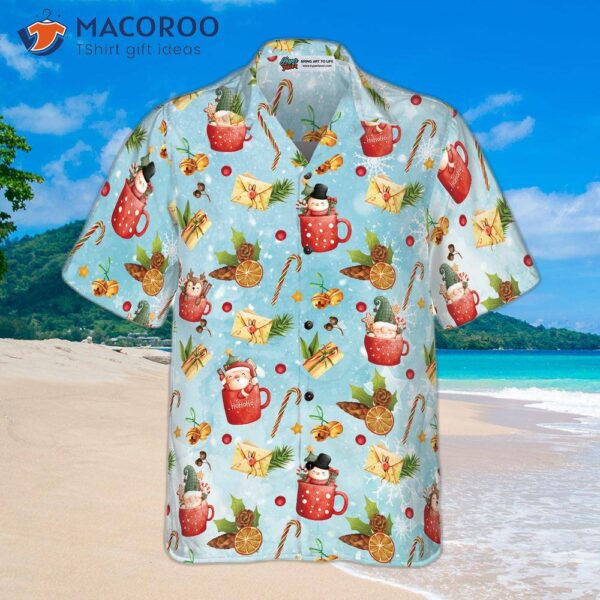 Hyperfavorite Santa Christmas Pattern 2 Hawaiian Shirt, Short Sleeve Button Down Shirt For And