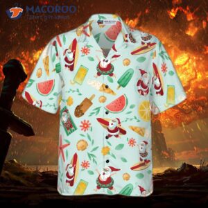 hyperfavorite santa surfing 2 pattern hawaiian shirt christmas short sleeve button down shirt for and 2