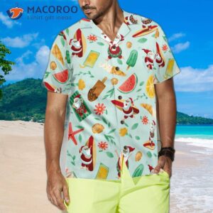 hyperfavorite santa surfing 2 pattern hawaiian shirt christmas short sleeve button down shirt for and 3