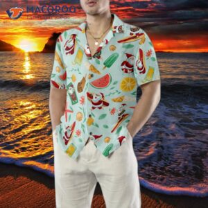 hyperfavorite santa surfing 2 pattern hawaiian shirt christmas short sleeve button down shirt for and 4