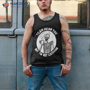 i can hear you but i m not listening skull drinking coffee shirt tank top 2