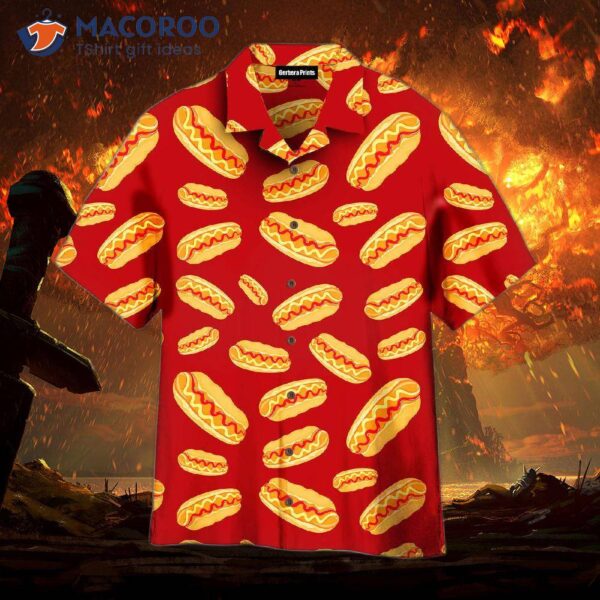 I Love Red Hawaiian Shirts With Hot Dog Designs.