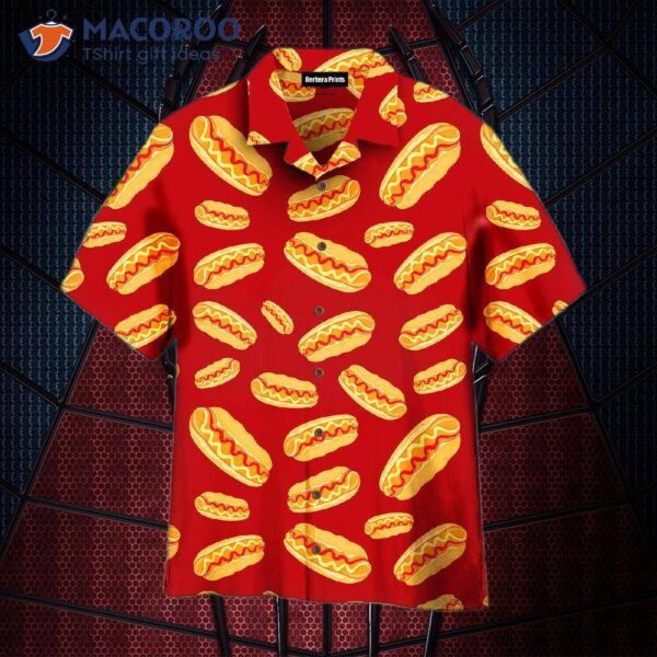 I Love Red Hawaiian Shirts With Hot Dog Designs.