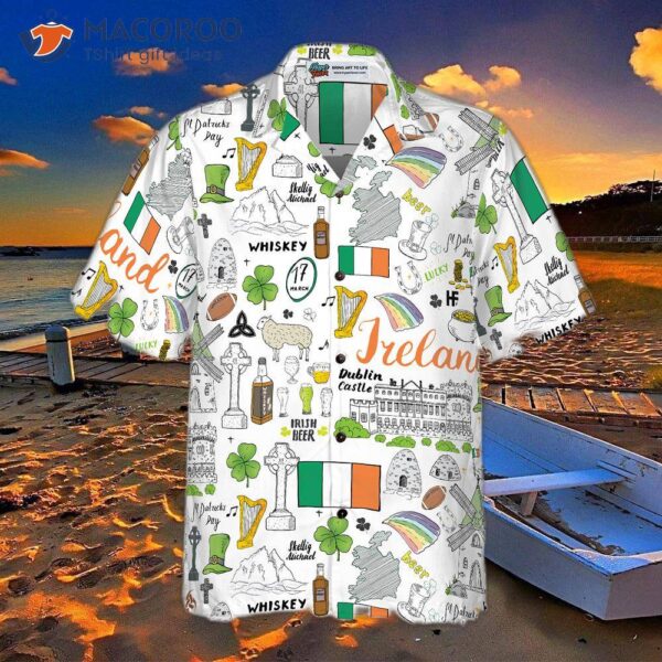 I Love The Ireland Doodle Hawaiian Shirt.