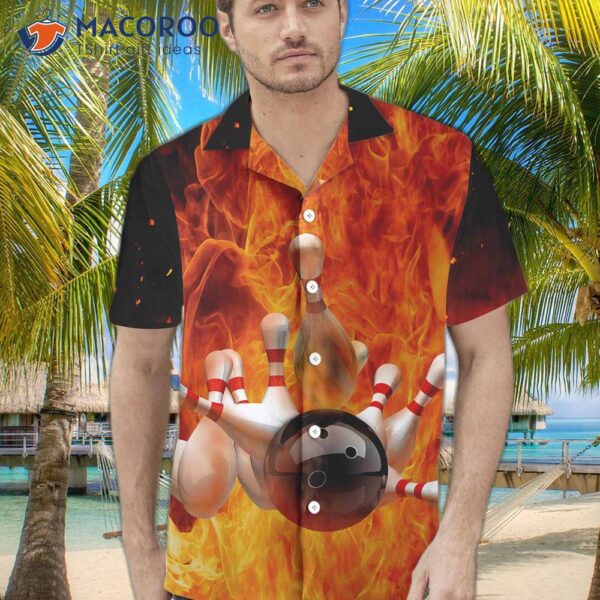 I’m A Bowling Beast Hawaiian Shirt With Flame Pattern, The Best Gift For Players.