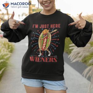 i m just here for the wieners funny dabbing hot dog lover shirt sweatshirt 1