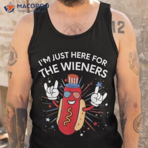 i m just here for the wieners hot dog 4th of july usa flag shirt tank top