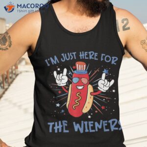 i m just here for the wieners hot dog cartoon 4th of july shirt tank top 3