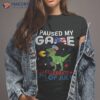 I Paused My Game To Celebrate 4th Of July Dinosaur Usa Gamer Shirt