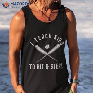 i teach my kid to hit and steal funny baseball dad shirt tank top