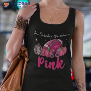 in october we wear pink football kid breast cancer awareness shirt tank top 4