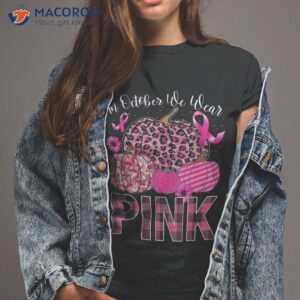 In October We Wear Pink Ribbon Leopard Pumpkin Breast Cancer Shirt