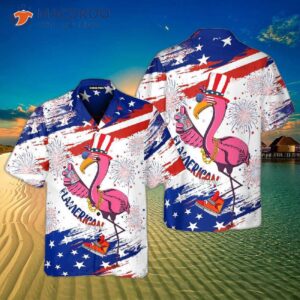 independence day 4th of july flamingo flamerican american flag and hawaiian shirts 0