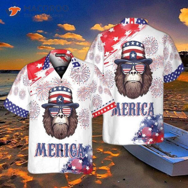 Independence Day, 4th Of July, Merica, Bigfoot, American Fireworks, And Hawaiian Shirts.