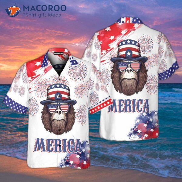 Independence Day, 4th Of July, Merica, Bigfoot, American Fireworks, And Hawaiian Shirts.