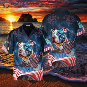 independence day 4th of july outfit for a pitbull dog american flag and hawaiian shirts 0