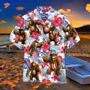 independence day fourth of july bigfoot american flag and hawaiian shirts 1