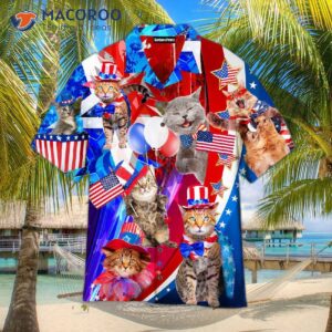 independence day fourth of july cats happy american flag hawaiian shirts 1