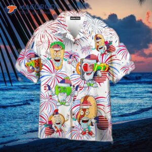 independence day fourth of july funny hot dog hawaiian shirts 0