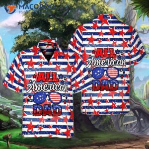 Independence Day Fourth Of July Outfit All-american Dad Retro Vintage Patriotic Hawaiian Shirt