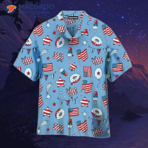 Independence Day Fourth Of July Party Donuts American Flag Ice Cream Pattern Hawaiian Shirts