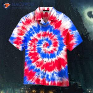 independence day fourth of july tie dye american flag pattern hawaiian shirts 0