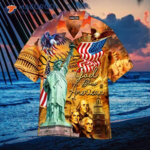 Independence Day Statue Of Liberty Eagle, God Bless America Hawaiian Shirts.