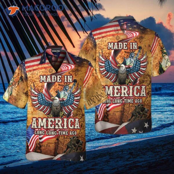 Independence Day, The Fourth Of July, Made In America With Usa Flag And Eagle Hawaiian Shirts.