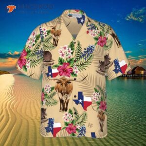insignia bluebonnet texas hawaiian shirt cream version don t mess with armadillo and longhorn home for 2