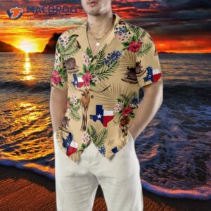 insignia bluebonnet texas hawaiian shirt cream version don t mess with armadillo and longhorn home for 4
