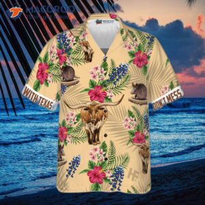 insignia bluebonnet texas hawaiian shirt white back cream version don t mess with texas armadillo and longhorn home shirt for 3