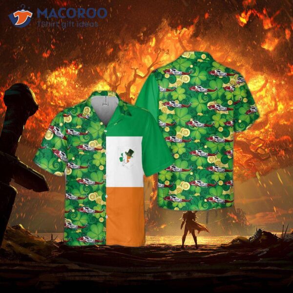 Irish Coast Guard Sikorsky S-61n, St. Patrick’s Day Pocket Hawaiian Shirt