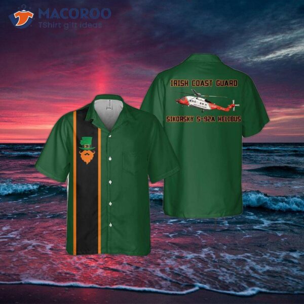 Irish Coast Guard Sikorsky S-92a Helicopter, St. Patrick’s Day Pocket Hawaiian Shirt Dlhh1001pd05