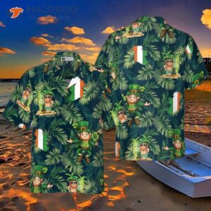 irish people are proud of their leprechaun themed tropical hawaiian shirt 0
