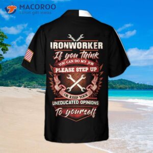 ironworker proud skull hawaiian shirt 1